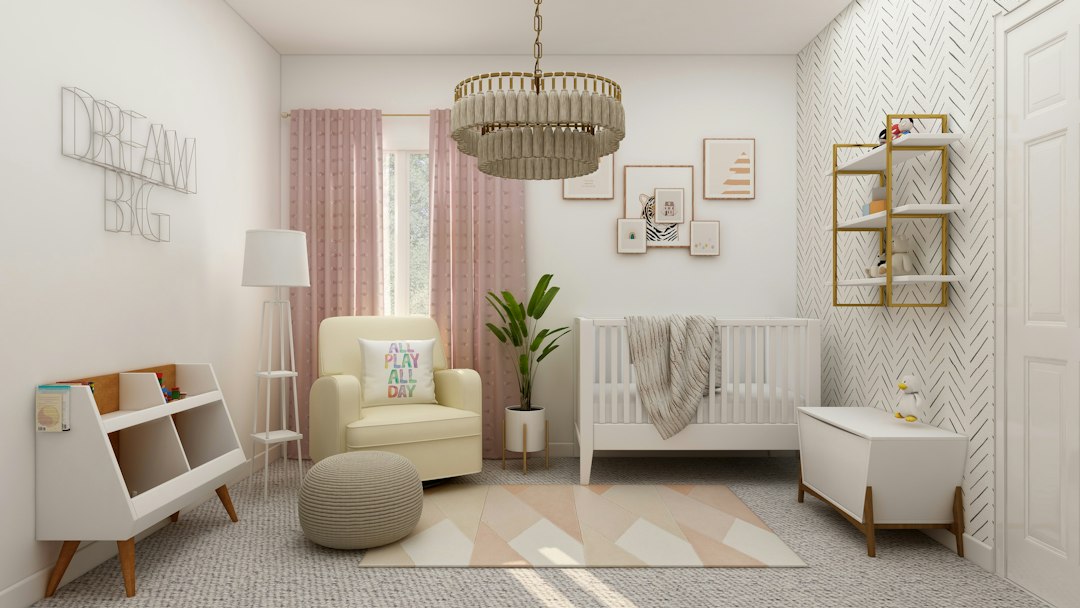 Illustratie van pastel fotobehang in babykamer. Illustratie van pastel fotobehang in babykamer.